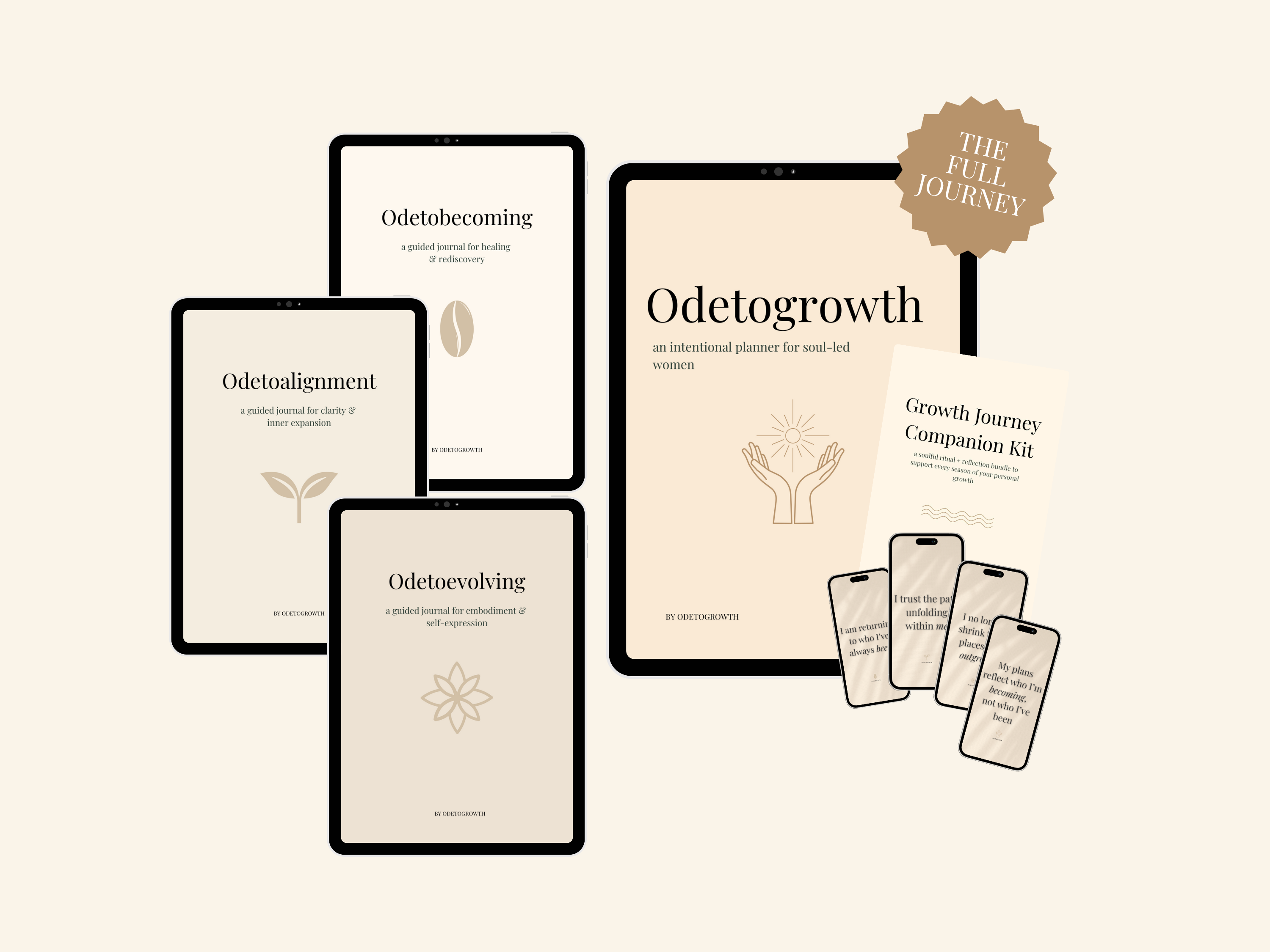 Odetogrowth Journal + Planner Bundle | 3 Guided Journals + Intentional Planner for Healing, Clarity, Embodiment & Purpose