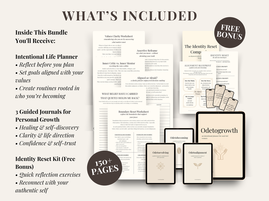 Life Reset Journal + Planner Bundle | 3 Guided Journals + Intentional Planner for Healing, Clarity, Embodiment & Purpose