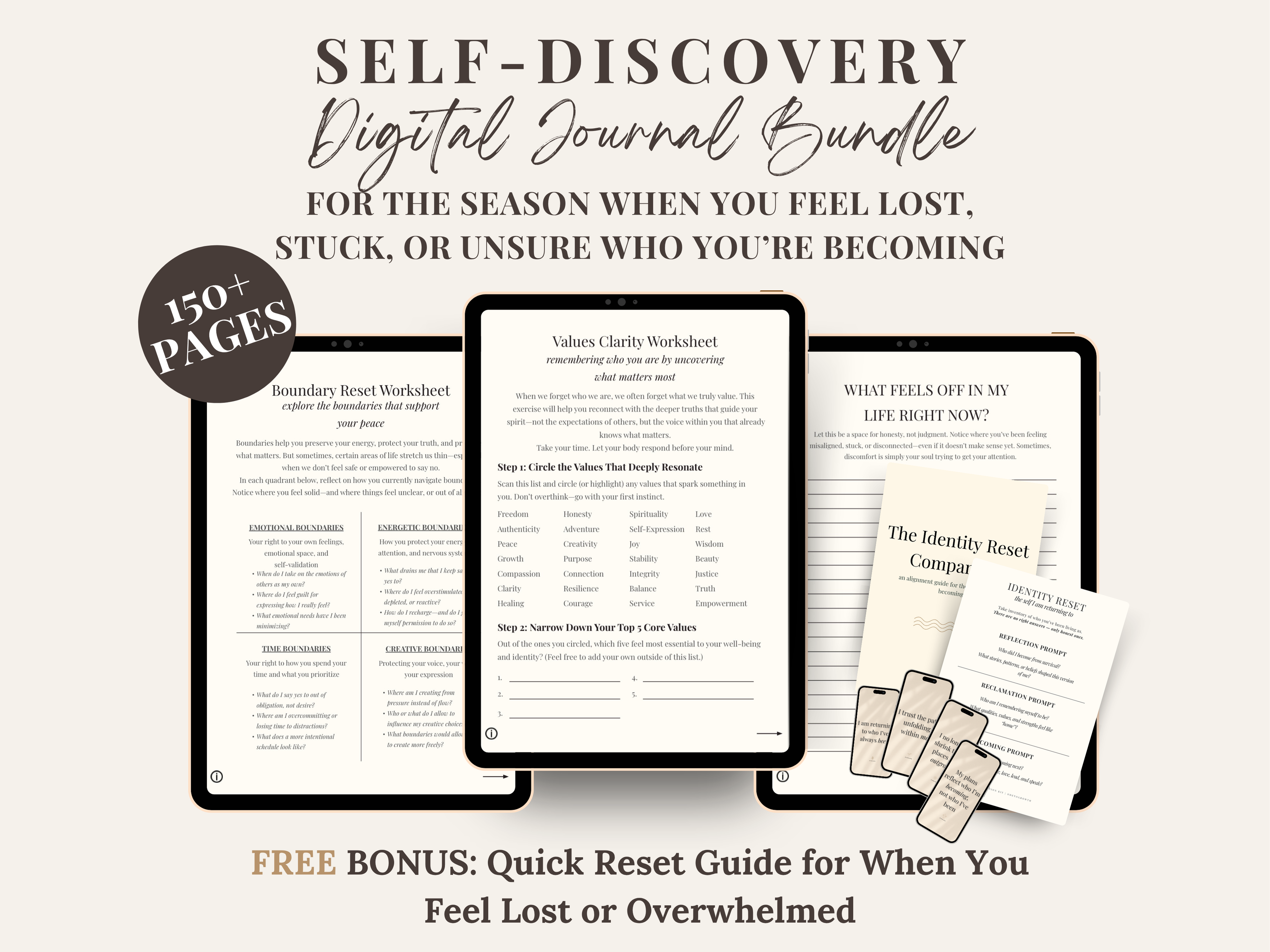 Self-Discovery Journal Bundle | 3 Digital Guided Journals for Healing, Clarity & Self-Expression