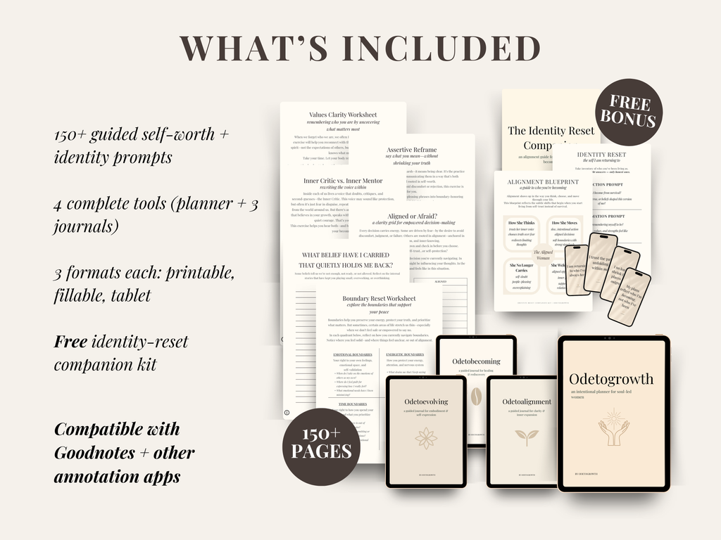 Odetogrowth Journal + Planner Bundle | 3 Guided Journals + Intentional Planner for Healing, Clarity, Embodiment & Purpose